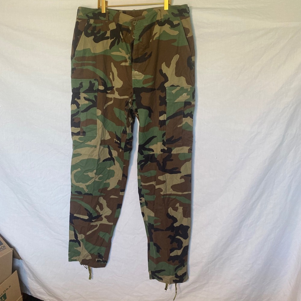 US Military Woodland Camo BDU Ripstop Cargo Pants Large X-Long 35-39 Waist